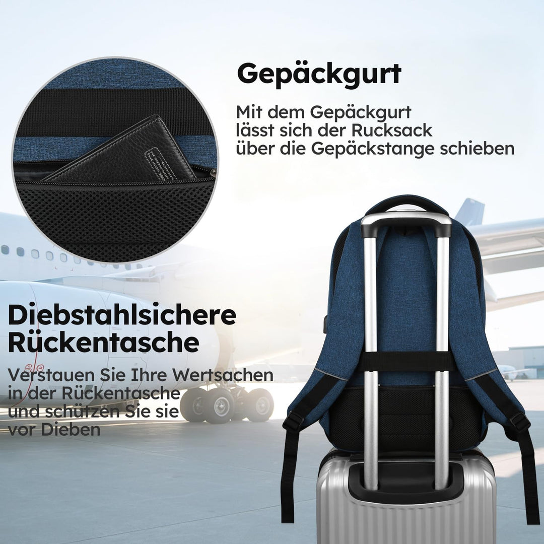 marcello Laptop Rucksäcke mit USB-Ladeanschluss Herren Damen für Arbeit Schule Uni Schulrucksack für