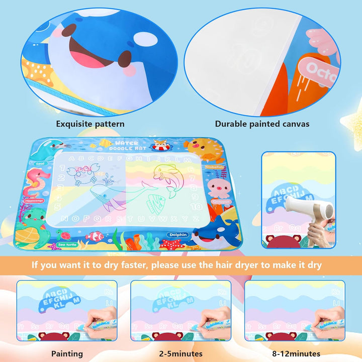 LEcylankEr Wasser Doodle Matte 120x90cm, Gross Aqua Doodle Wassermalmatte XXL, Magic Doodle Malmatte