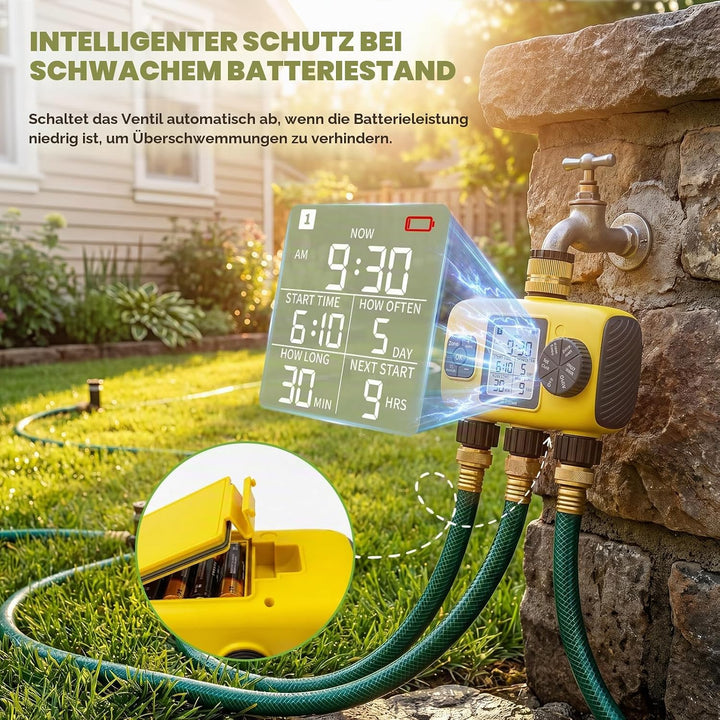 Bewässerungscomputer mit 3 Ausgängen, Automatische Bewässerung Bewässerungszeitschaltuhr für Gärten