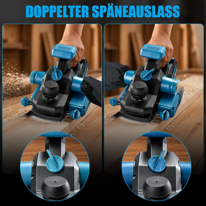 Akku Hobel Kompatibel mit Makita 18V Akku, Spantiefe 3mm, Hobelbreite 82mm