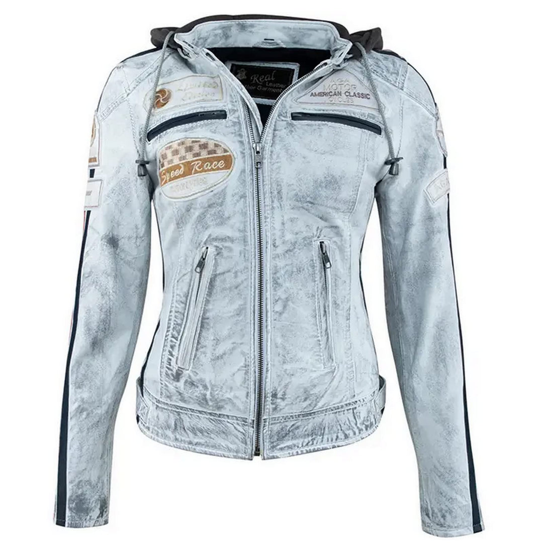 URBAN 5884 Motorradjacke Damen Mit Protektoren, Damenjacke aus Lammleder, Protektoren für Rücken, Sc