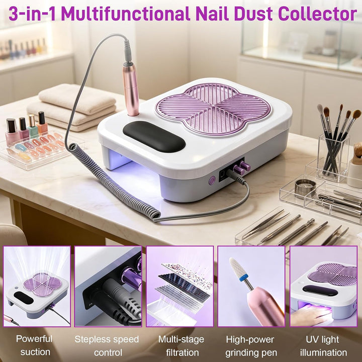 4-in-1 Nagelgerät, mit Profi-Fräser(18.000 U/min), 6 Fräseraufsätzen und Entfernerkopf, leistungssta