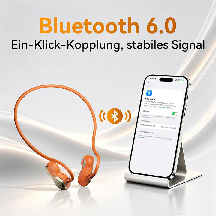 OHAYO Open Ear Kopfhörer Bluetooth, Kopfhörer Joggen, Bluetooth 6.0, Wasserdicht nach IPX7, 10h Lauf