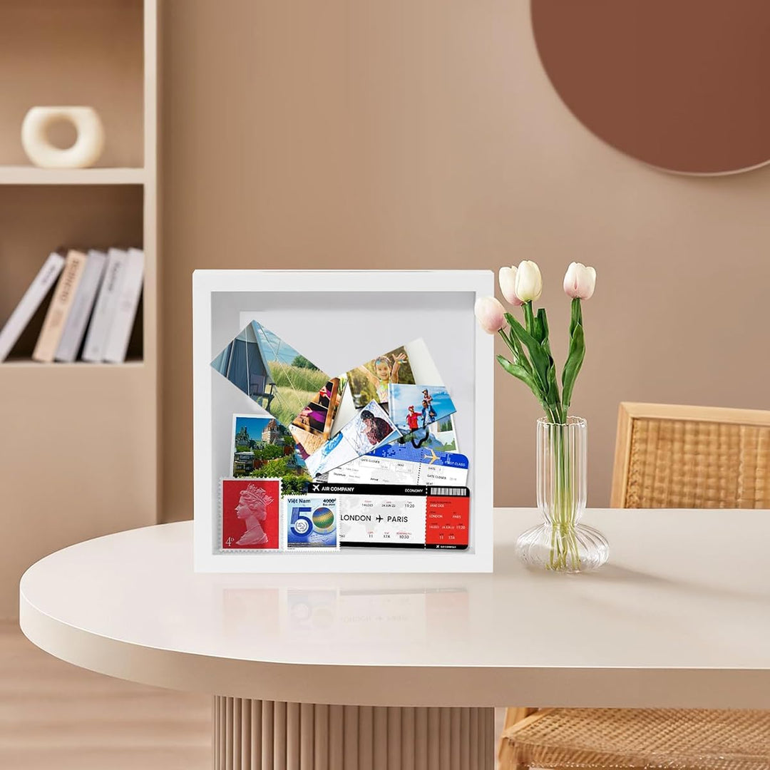 Reise Abenteuer Archivbox für Erinnerungen, 29*29cm Reise Konzert Ticket Schattenbox mit Schlitz, Re