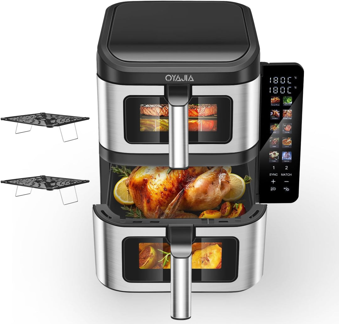 Klappbarer Farbbildschirm 5,5 L &amp;5,5 L (11 L) 2800 W (200 °C) 12 voreingestellte Modi-Stacked Dual B