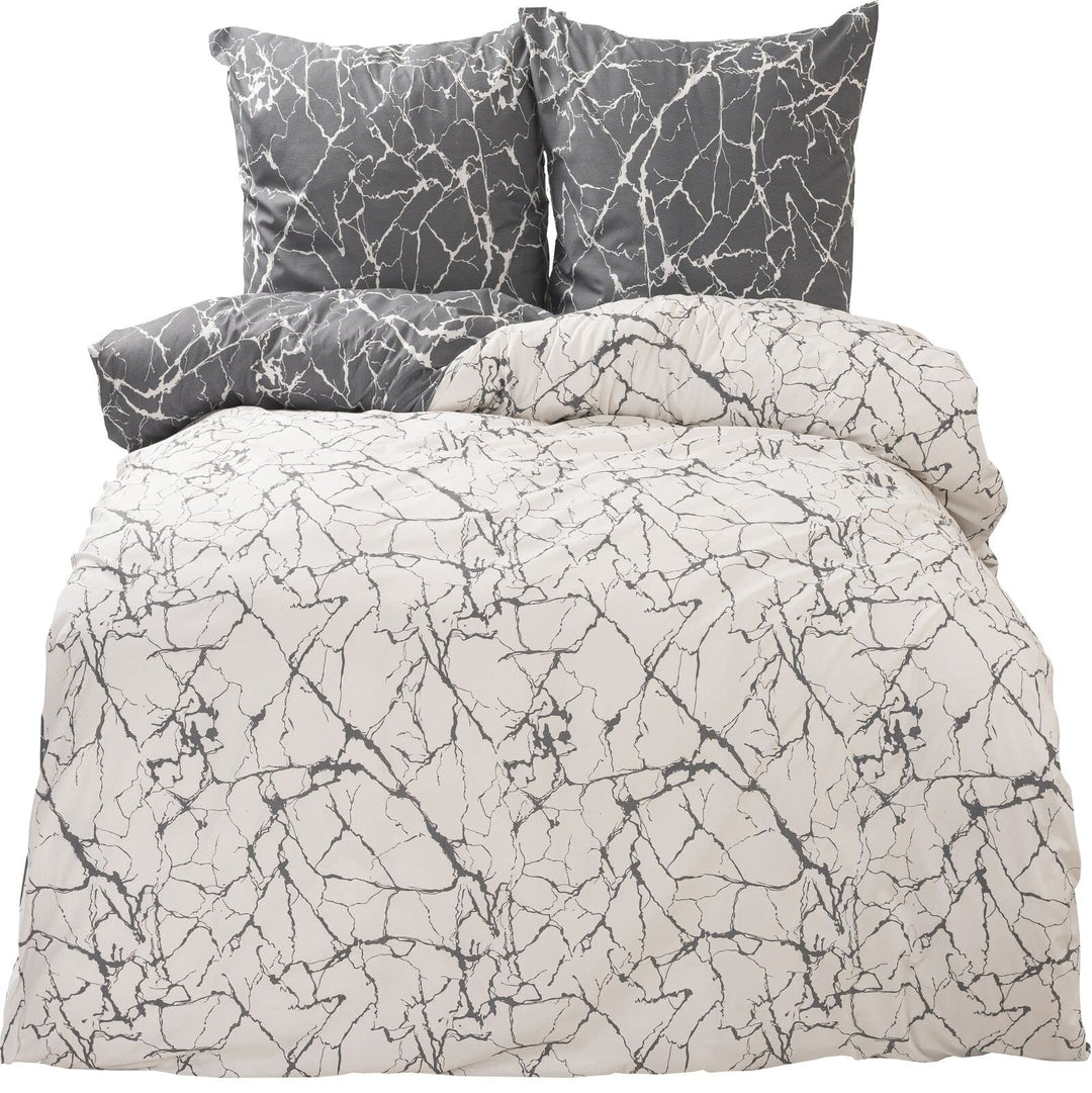 Leonado Vicenti 2 teilig Bettwäsche 135x200 Baumwolle Renforce Marmor Optik Grau Weiss Garnitur Set