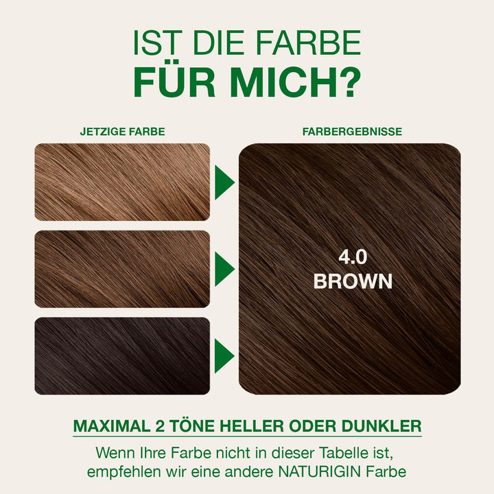 Braun 4.0 permanente Haarfabe mit natürlichen Inhaltsstoffen - Ohne Ammoniak Dunkles Kastanienbraun
