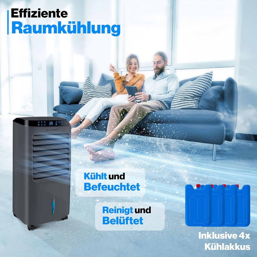 KESSER® Mobile Klimaanlage 4in1 Luftkühler – Air Cooler mit Fernbedienung &amp; Timer, 10L Wassertank, I