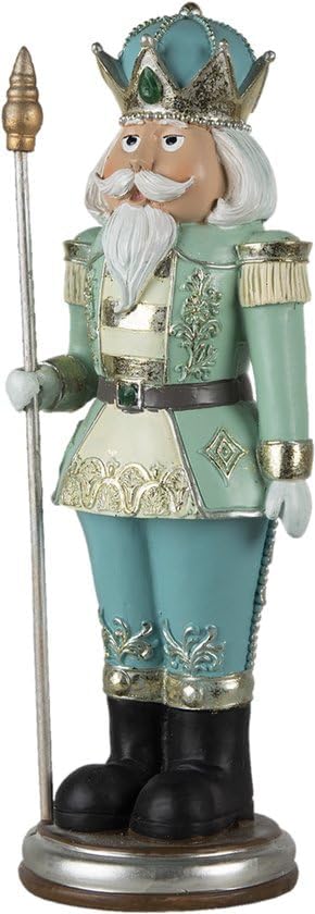 Clayre &amp; Eef 6PR4754 Weihnachtsdeko Standbild Nussknacker Blau 11x10x32 cm