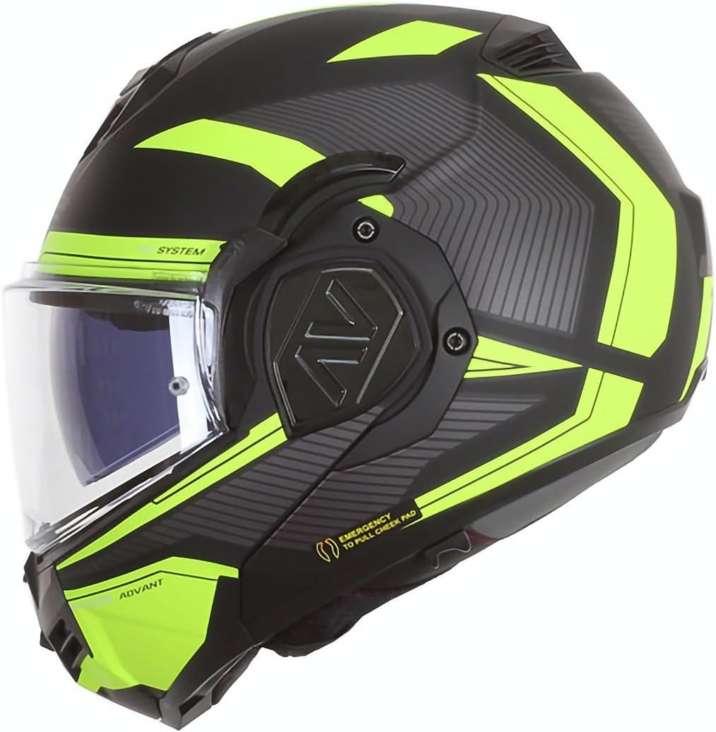 LS2, Klapphelm Motorrad ADVANT REVO Black H-V Yellow, XS, XS