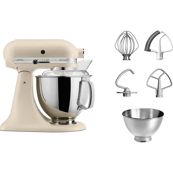 KitchenAid 5KSM175PSEFL Artisan Küchenmaschine, Stainless Steel, Weiss