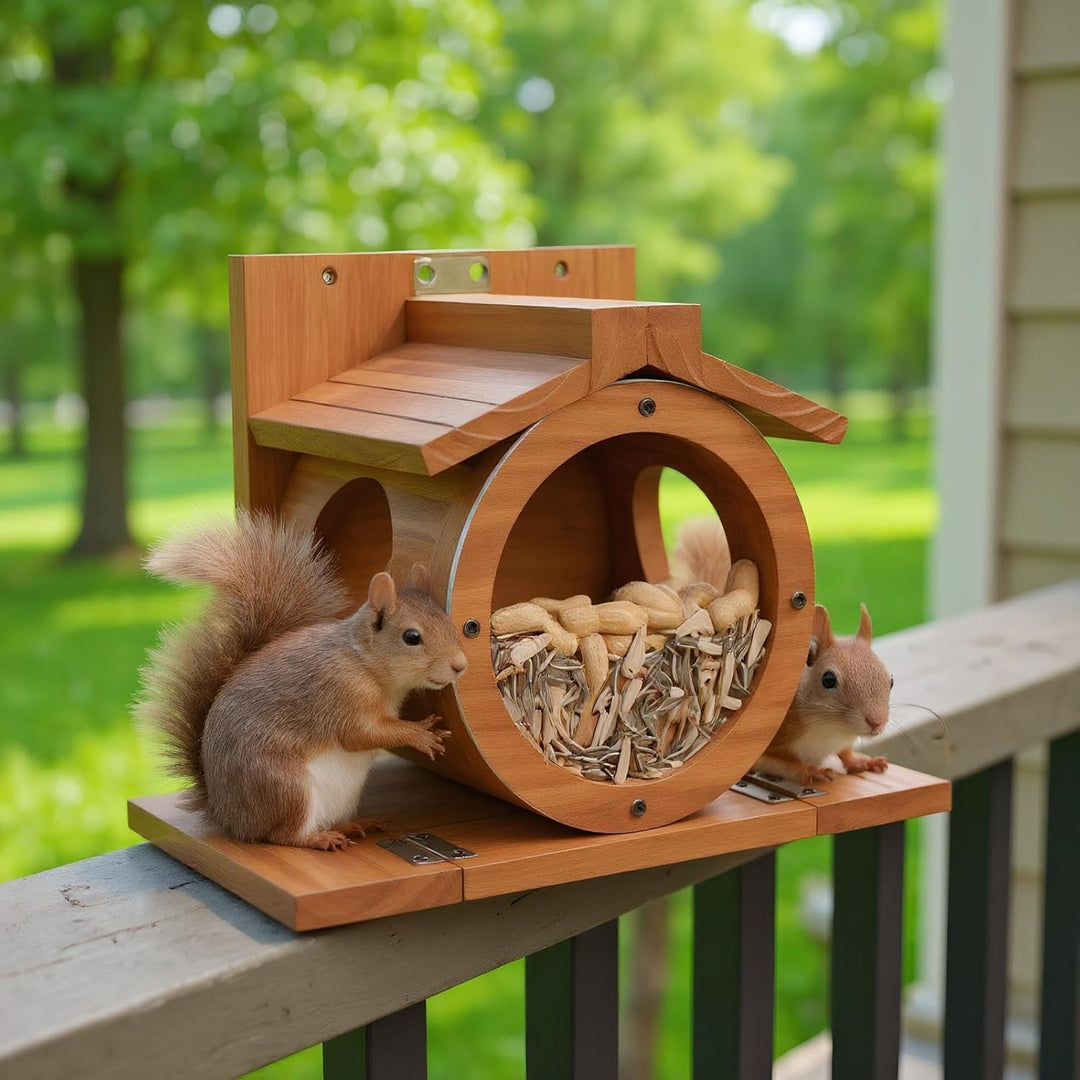 Eichhörnchen Futterhaus Aus Holz, Streifenhörnchen Futterstation Mit Belüftungslöchern, wetterfeste