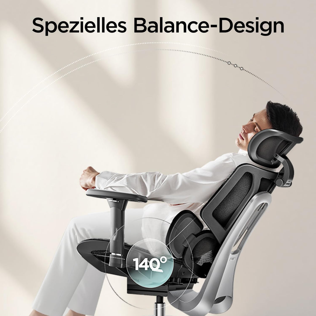 Hbada E3 Air Ergonomischer Bürostuhl mit 3-Zonen dynamischer Lendenwirbelstütze, Schreibtischstuhl m