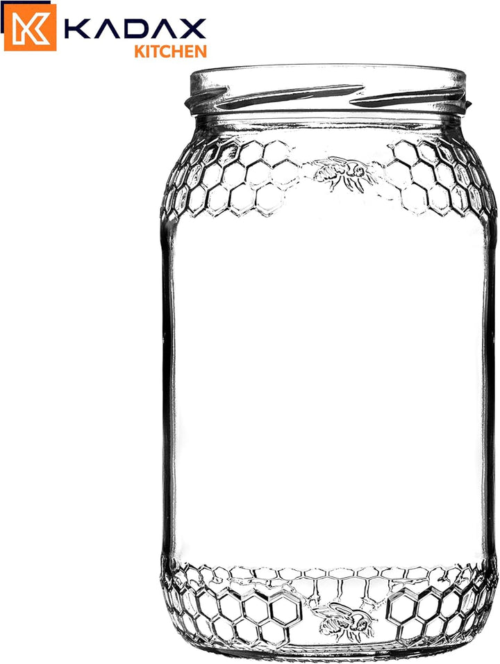 KADAX 8er Set Einmachgläser 900ml TO82 Biene, Grosse Sturzgläser mit Schraubdeckel, Einkochgläser Fe