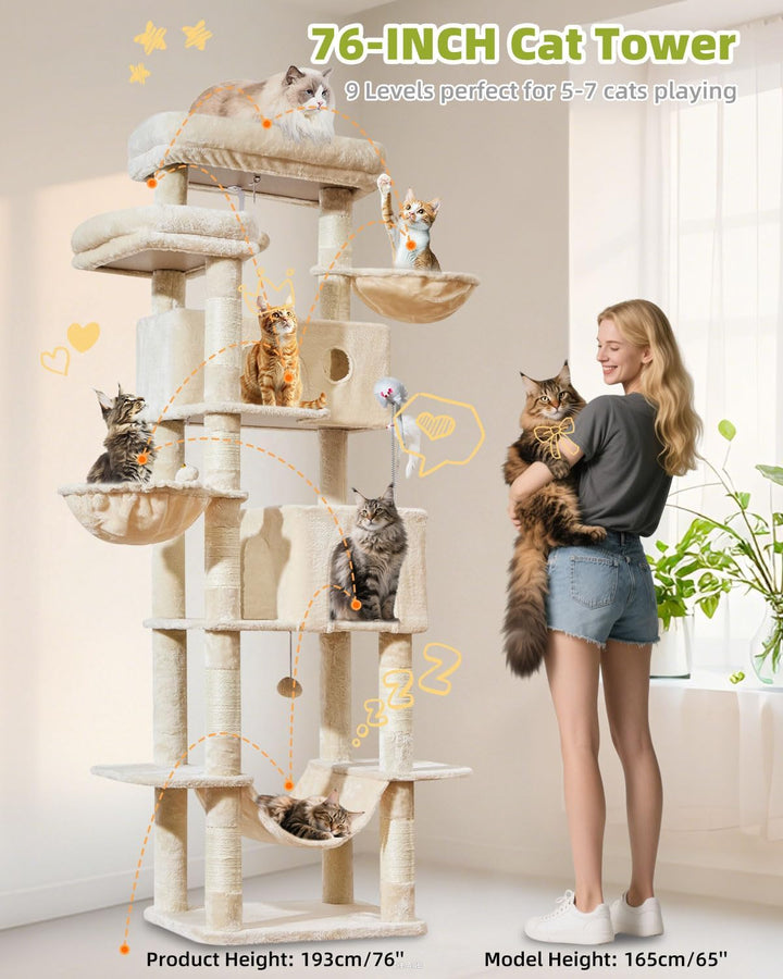 Taoqimiao 193CM Kratzbaum Gross XXL, Katzenbaum Katzenbaum Grosse Katzen Stabil Katzenkratzbaum mit