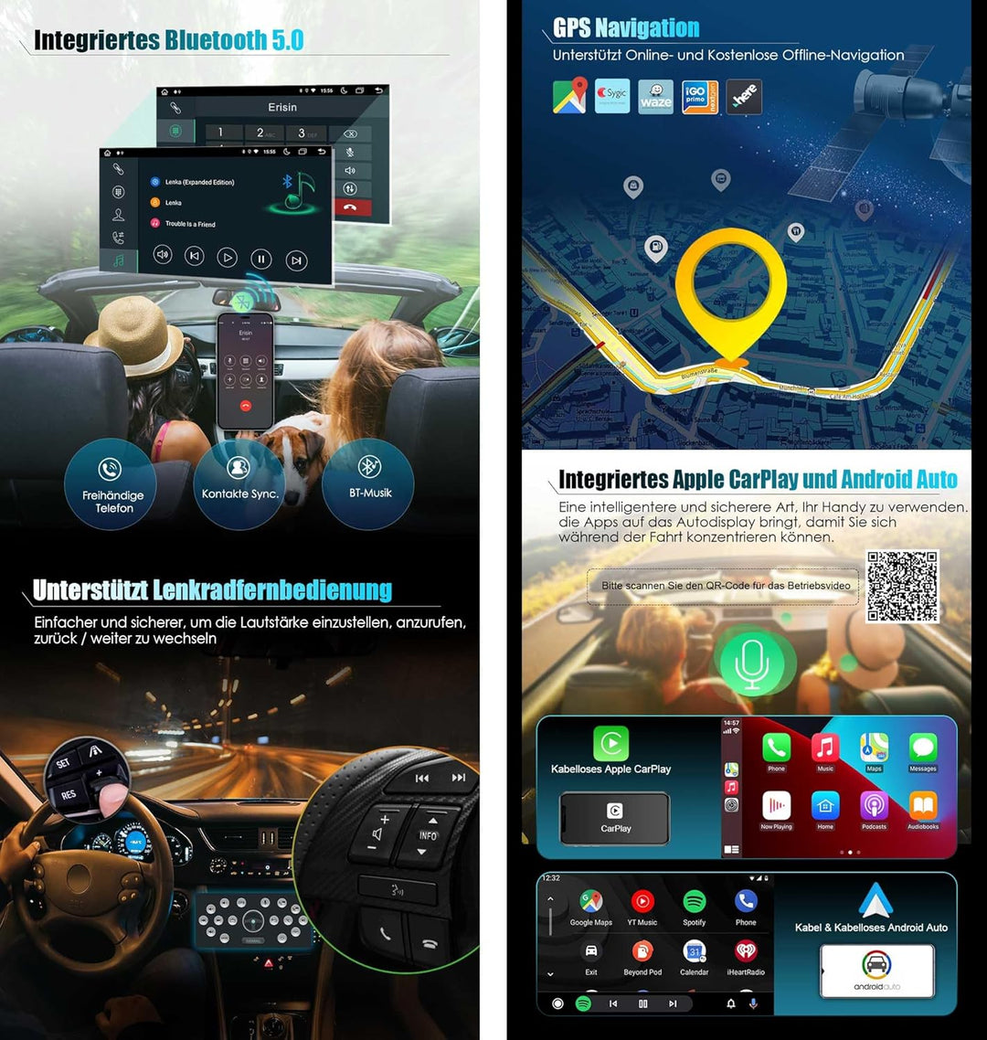 Erisin 9" Android 12 IPS Autoradio 2Din Bluetooth mit GPS Navi Für Mercedes Benz A/B Klasse W169 W24