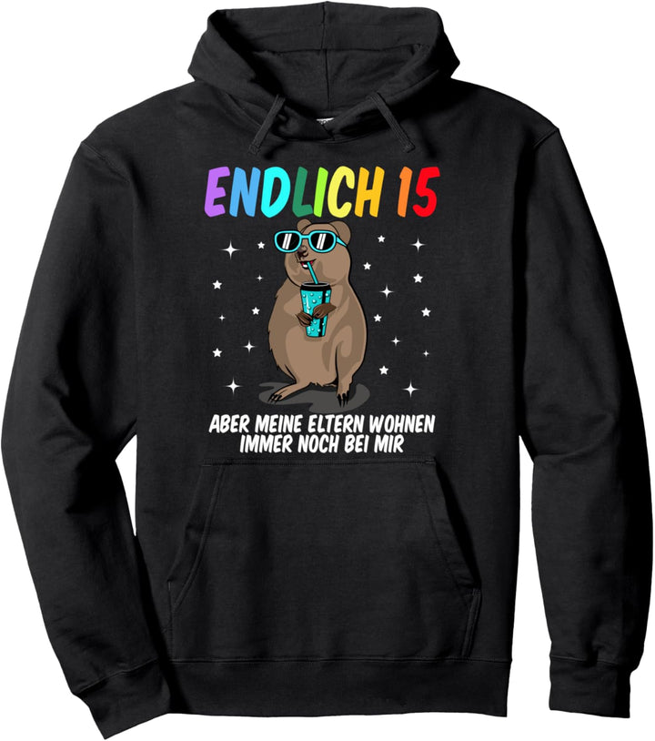 15. Geburtstag Mädchen Junge lustig - Endlich 15 Quokka Pullover Hoodie