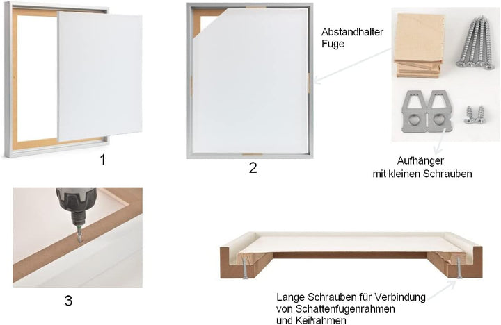 rahmengalerie24 Schattenfugenrahmen 50x60 cm alu für Leinwand Bilderrahmen Keilrahmen für Leinwände