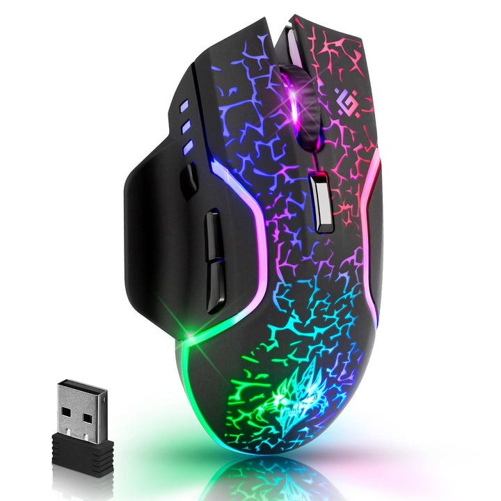 Defender® Oneshot Gaming Maus Kabellos – 2.4 GHz Wireless, 3200 DPI, RGB, 5 Programmierbare Tasten,