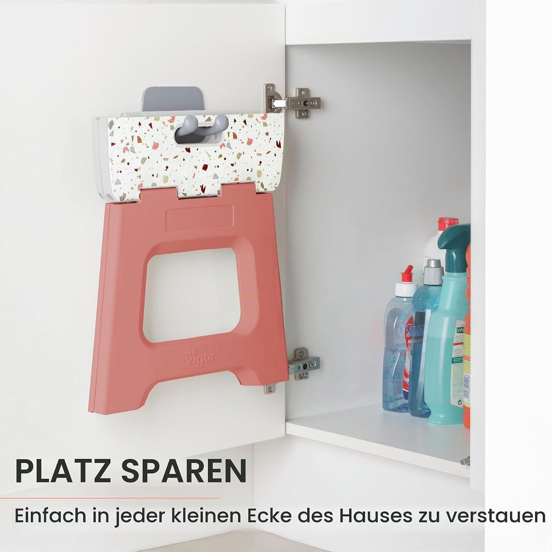 Vigar Kompakte Tritthocker Klappbar für Erwachsene, 27 cm, Klapphocker Faltbar 150 kg rutschfest, Le