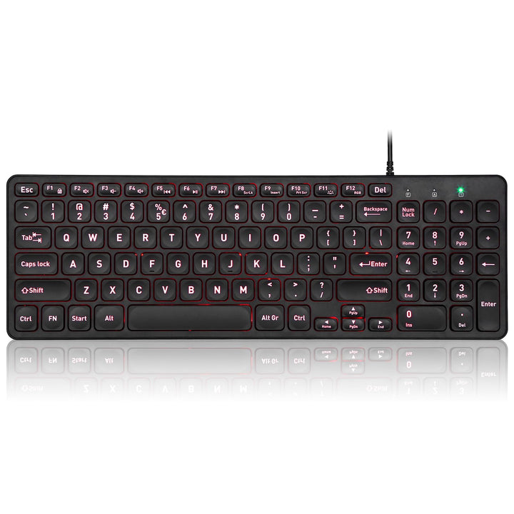 Perixx PERIBOARD-333B Wired Backlit USB Keyboard- X Type Scissor Keys - Compact 14.25x4.57 Inches -