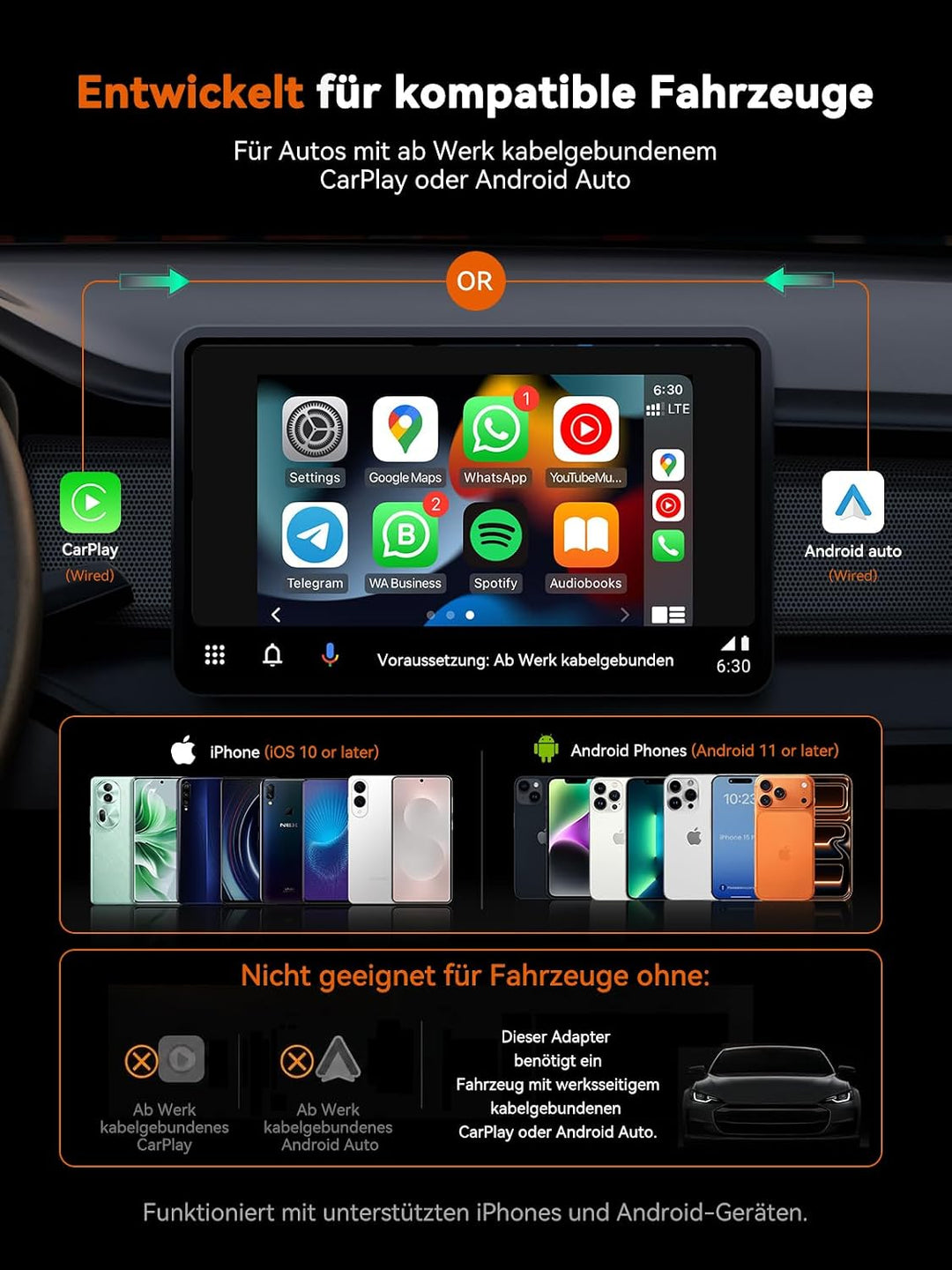 4-in-1 Wireless CarPlay Adapter für AirPlay MirrorLink Bildschirmspiegelung
