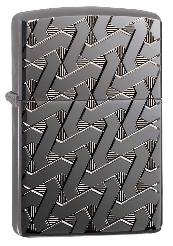 Zippo 49173 – Geometric Weave Design - Armor Black Ice - Sturmfeuerzeug, nachfüllbar, in hochwertige