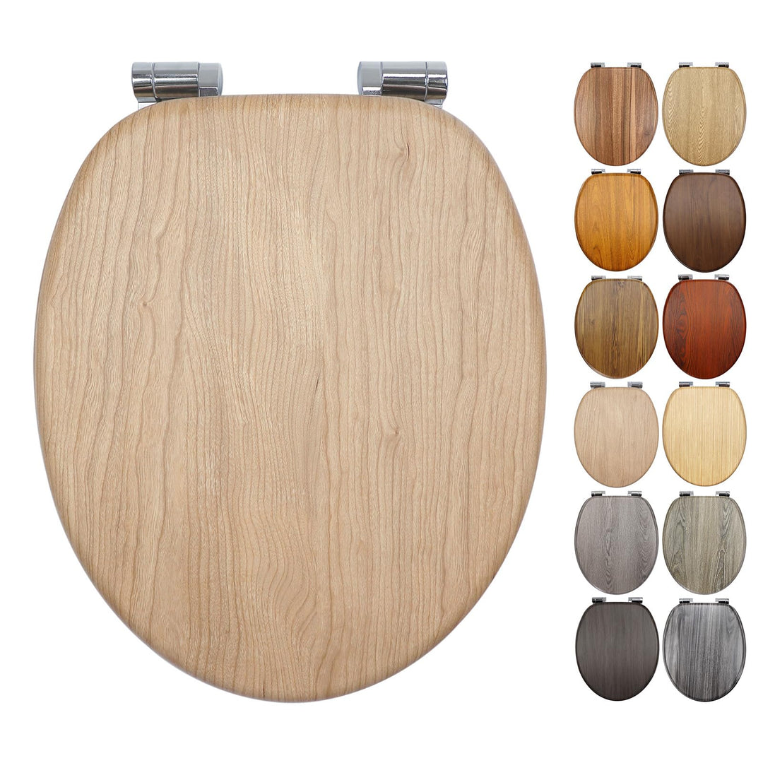 WC Sitz mit Absenkautomatik, hochwertiger Toilettendeckel aus MDF Holz, Einfache Montage Stabiler Kl