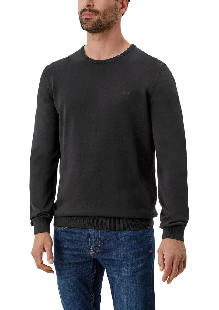 s.Oliver Herren Pullover mit Logo-Stickerei M Schwarz(9999), M Schwarz(9999)