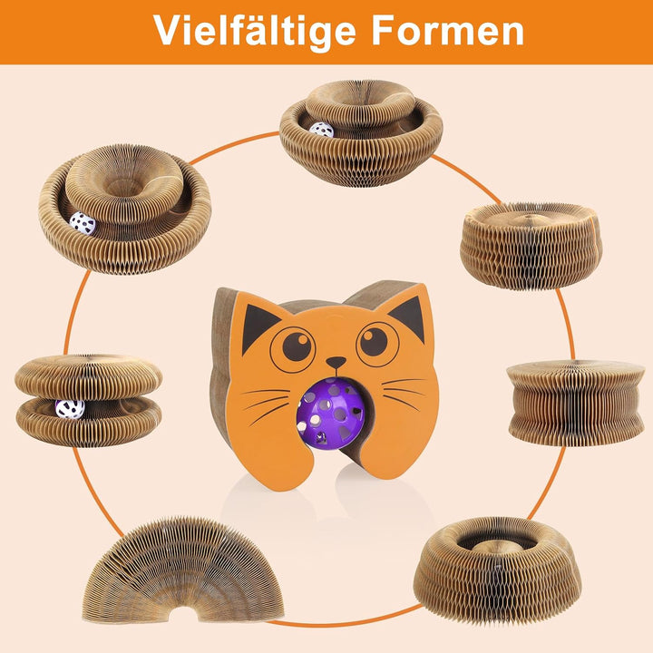 Kratzbrett Katze, 2-in-1 Cat Kratzbrett mit Glöckchen, Magische Orgel Cat Scratching Board, Zusammen