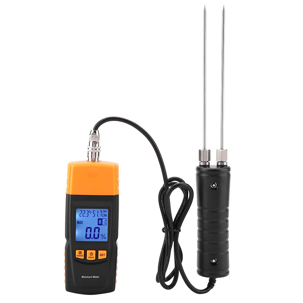 Feuchtigkeitsmessgerät Holzfeuchtemessgerät Pin-Typ LCD-Display Digital Einstellbare Temperatur Luft