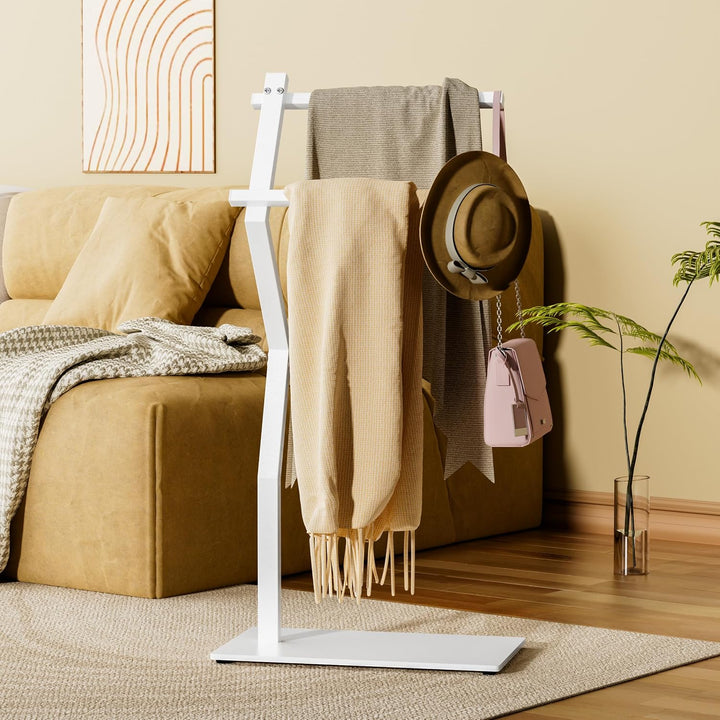 OUTBROS Handtuchständer Freistehend, 2 Arms Towel Rack, Weiss, Weiss