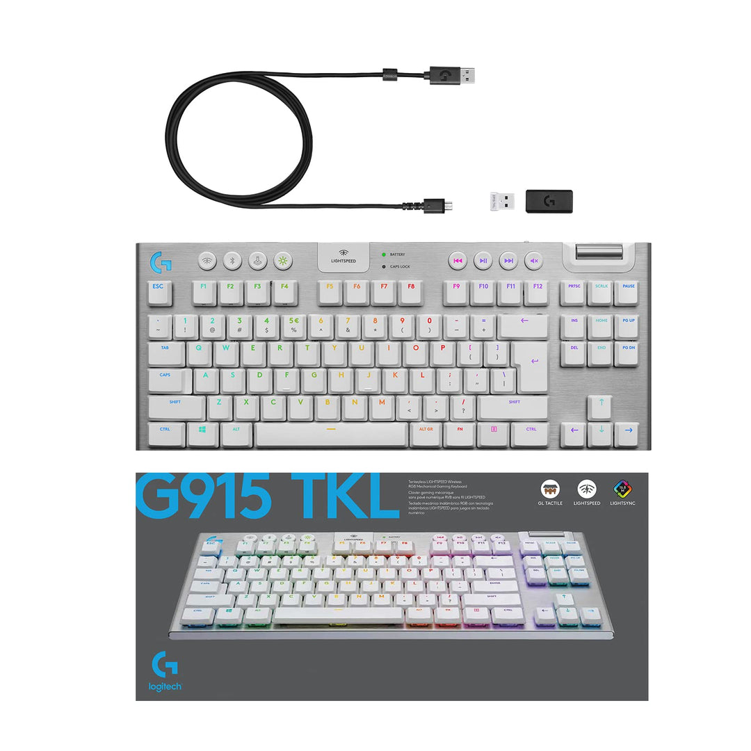 Logitech G915 LIGHTSPEED TKL kabellose mechanische Gaming-Tastatur ohne Ziffernblock, Taktiler GL-Ta