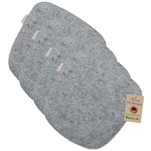 SILUK gemütliches Sitzkissen aus Filz 40cm x 40 cm - Komfortable Waschbare - 4er Set Grau I Schwarz