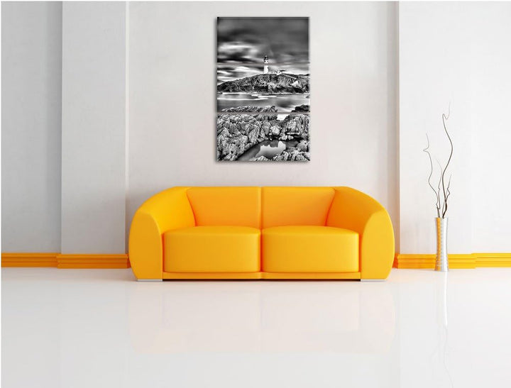 Pixxprint Leuchtturm im Meer als Leinwandbild/Grösse: 3 Teilig (120x80) cm/Wandbild/Kunstdruck/ferti