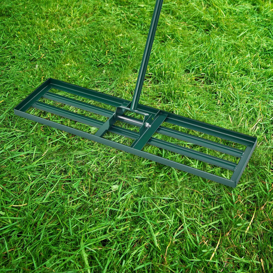 RELAX4LIFE Rasen Nivellierrechen, 75 x 25 cm, Rasenrechen Metall, Rechen Garten mit 170 cm Stiel, Le