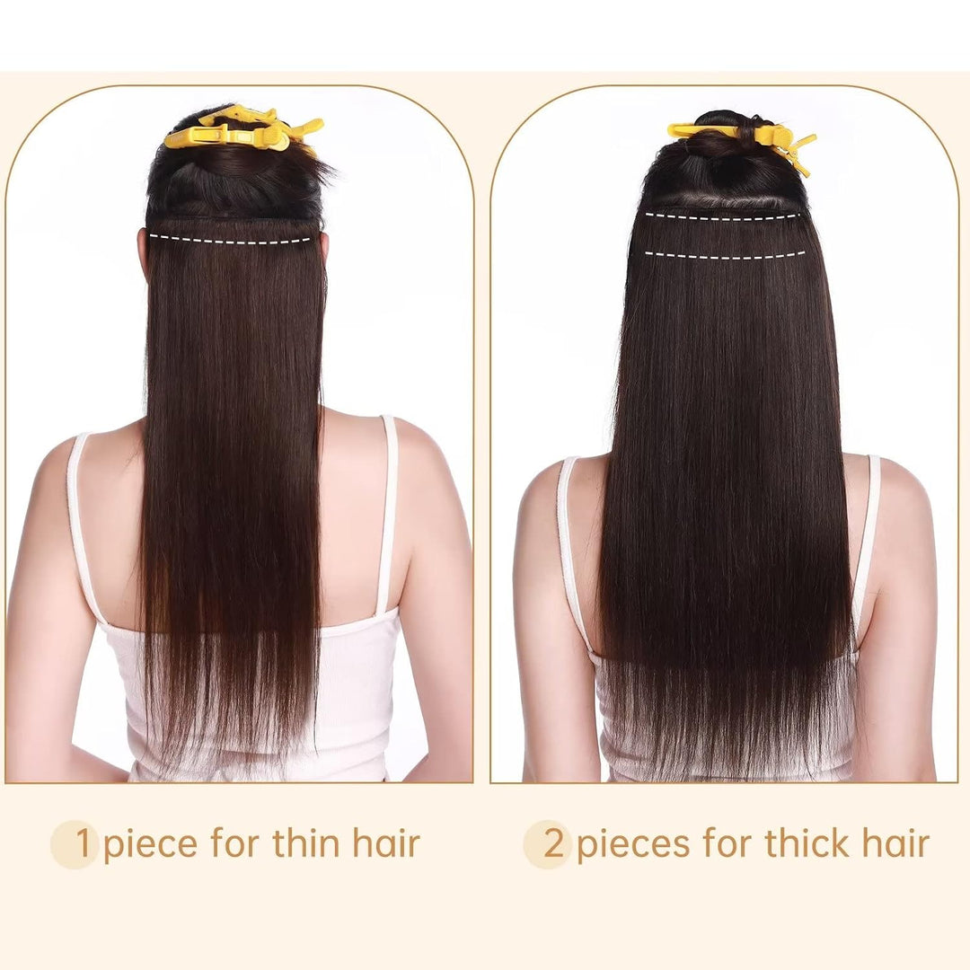 TESS Clip in Extensions Echthaar Blond Balayage 25 cm, Ein Stück Clip in Echthaar Haarverlängerung 5