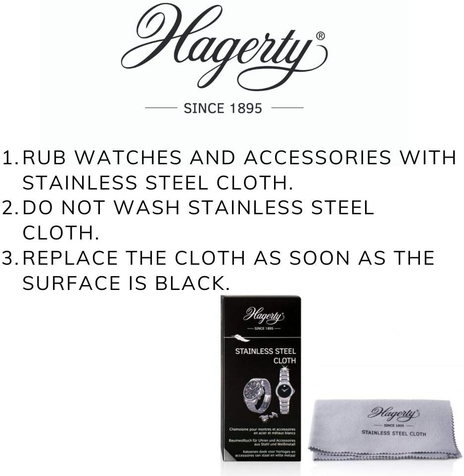 Hagerty Edelstahl Reinigungstuch 36x30cm - Imprägniert - 100% Baumwolle - Uhr Poliertuch - Metallpfl