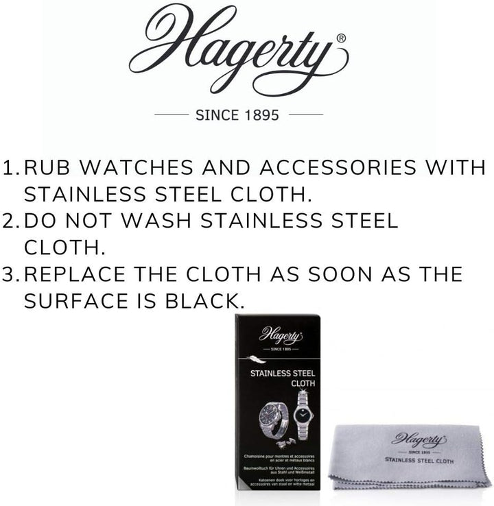 Hagerty Edelstahl Reinigungstuch 36x30cm - Imprägniert - 100% Baumwolle - Uhr Poliertuch - Metallpfl