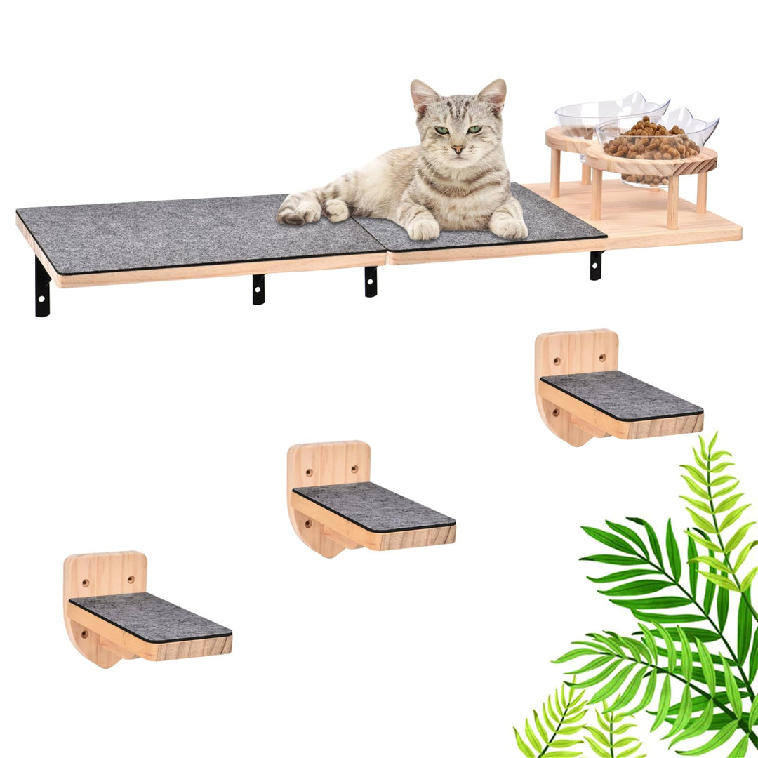 Wand montierte Katze Hängematte Katze Wandregale mit 2 Katze Nahrung Schalen und 3 Schritte, 2pc Kat