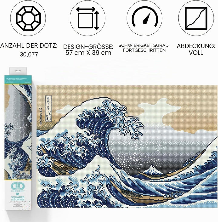 DIAMOND DOTZ 2592467 Original 5D Diamond Painting Squares Set, Welle vor Kanagawa, DIY Diamant-Maler