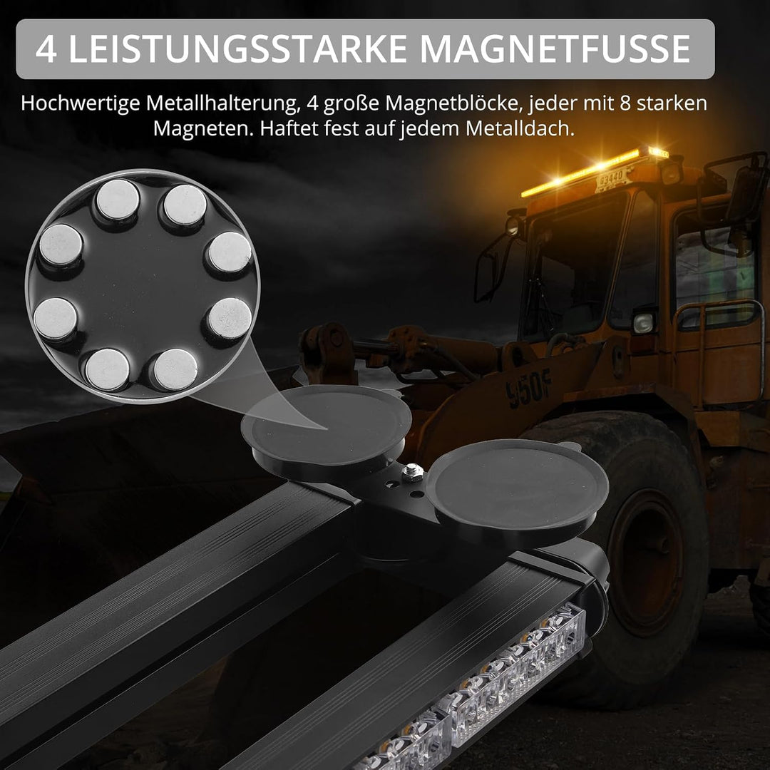 Justech 84 LED Auto Warnbalken Notblitzleuchte Magnetische Warnlicht Doppelschalter 12/24V 27 Blinkm