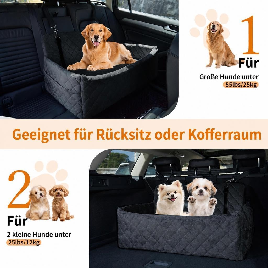 HAUSPROFI Hunde autositz für mittlerer/grosse Hunde, Schwarz, Schwarz
