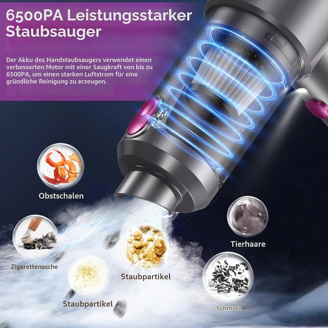 4 in 1 Handstaubsauger Kabellos, Handstaubsauger Akku 6500Pa, Auto Staubsauger Stark, Nass/Trocken H