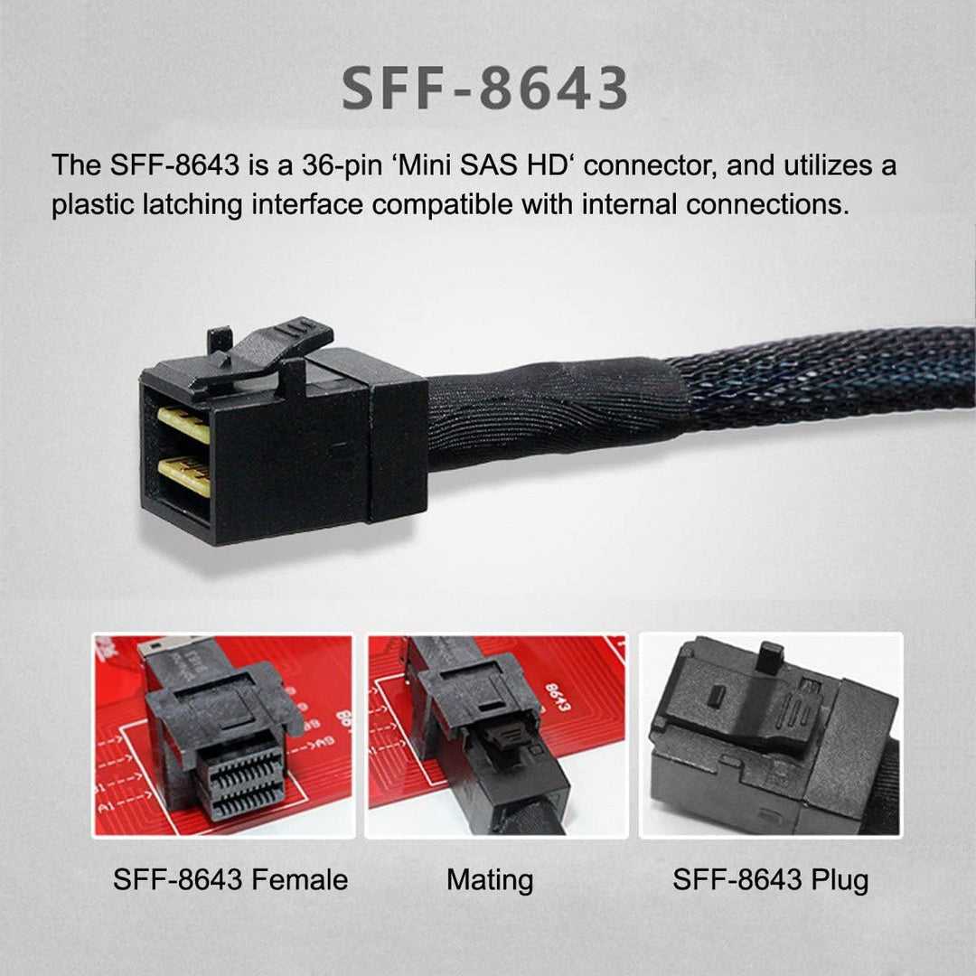 CY PCI-Express 4.0 Mini SAS SFF-8087 auf SAS HD SFF-8643 PCBA Buchse Adapter mit Halterung Red SFF-8