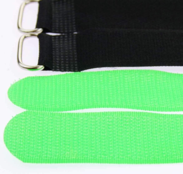 100x 30 cm x 25 mm wiederverschliessbare Klett-Kabelbinder NEON GRÜN mit Metall-Öse - Kabel-Klettban