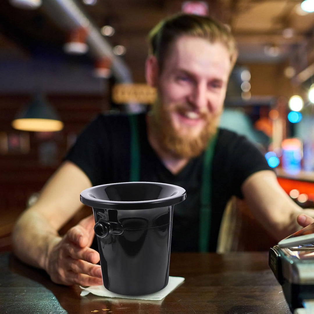 Homoyoyo Weinkühler Weinkühler Eimer Eisbehälter aus Plastik 3er Set, schwarz, rund, Doppelgriff, fü