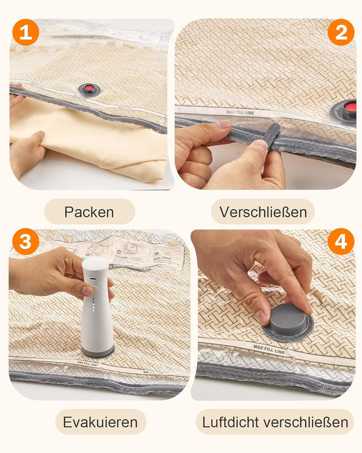 Anpro Vakuumbeutel für kleidung mit Kabellose Vakuumpumpe, 9 Stück Vakuumierbeutel Wasserdichte Wied