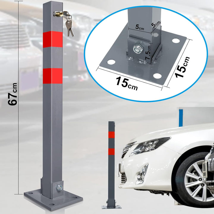 Gimisgu Parkpfosten, Absperrpfosten Klappbar, Robust und Stabil Parkplatzsperre Wegsperren Sperrpfos