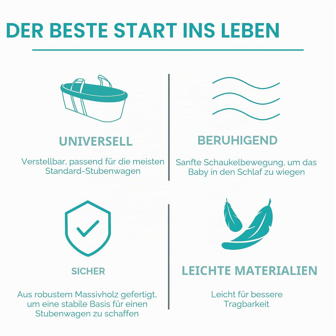 Clair de Lune Standfuss für Babykörbchen Clair de Lune Standard-Schaukelkorb-Ständer Natur, Clair de